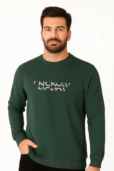 Bisiklet Yaka Pamuklu Yumuşak Dokulu Dayanıklı Kumaş Erkek Sweatshirt