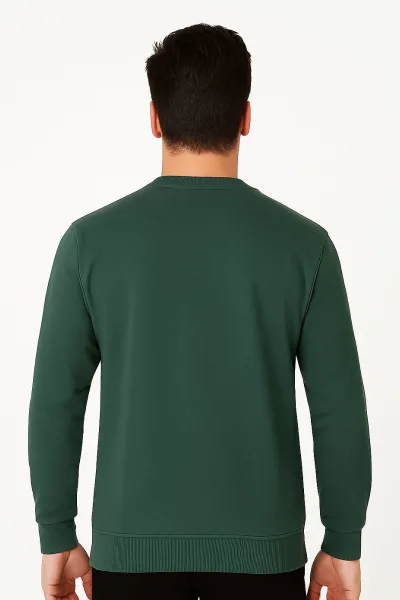 Bisiklet Yaka Pamuklu Yumuşak Dokulu Dayanıklı Kumaş Erkek Sweatshirt