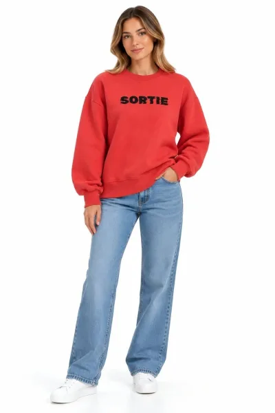 Bayan Baskılı Üç İplik Sweatshirt